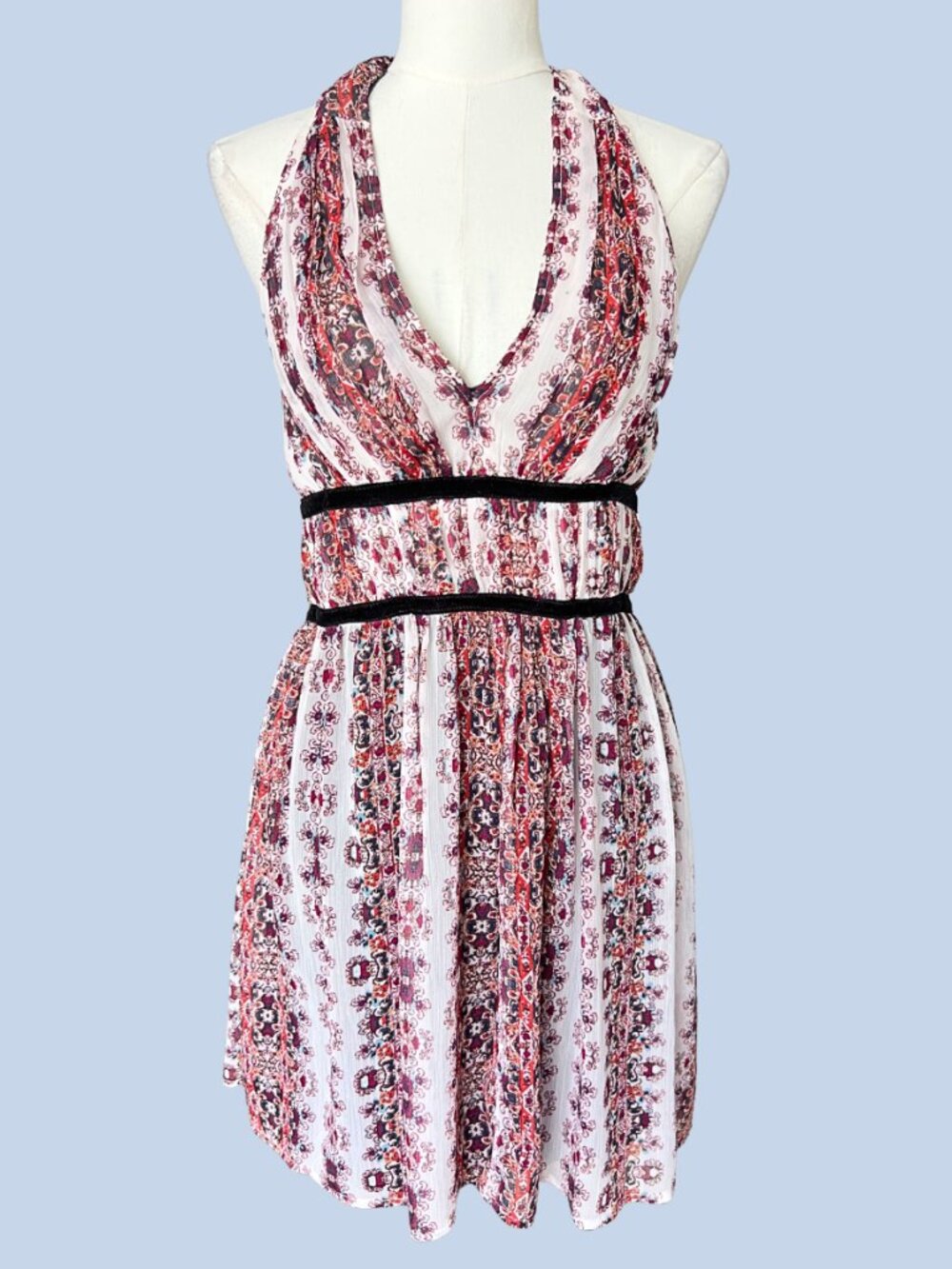 Y2K Boho Paisley Halter Mini Dress